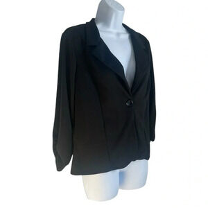 Hybrid & Company Black Blazer Jacket - One-Button Closure, Made in the USA